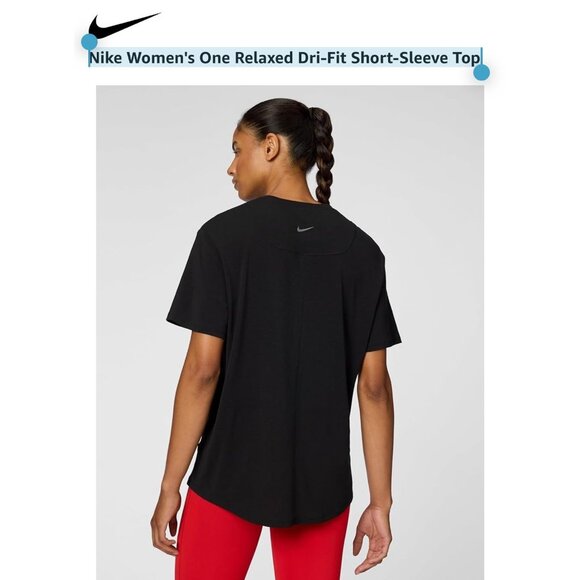 New Nike Women's One Relaxed Dri-Fit Short-Sleeve Top S loose oversize fit black - Picture 1 of 11